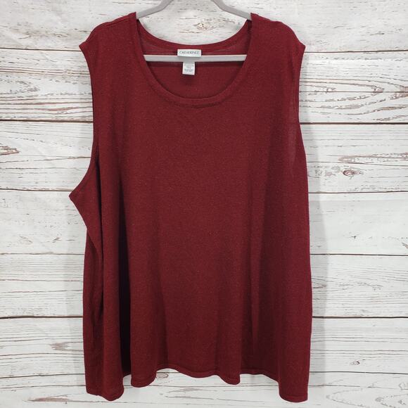 Catherines Women's Burgundy Metallic Knit Tank Top Size 5X - Picture 1 of 14